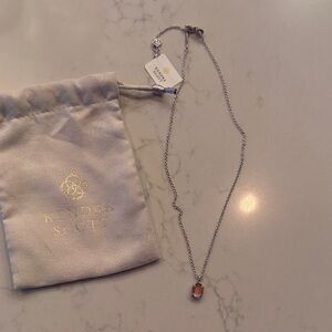 Kendra Scott Silver Necklace with Pink Pendant